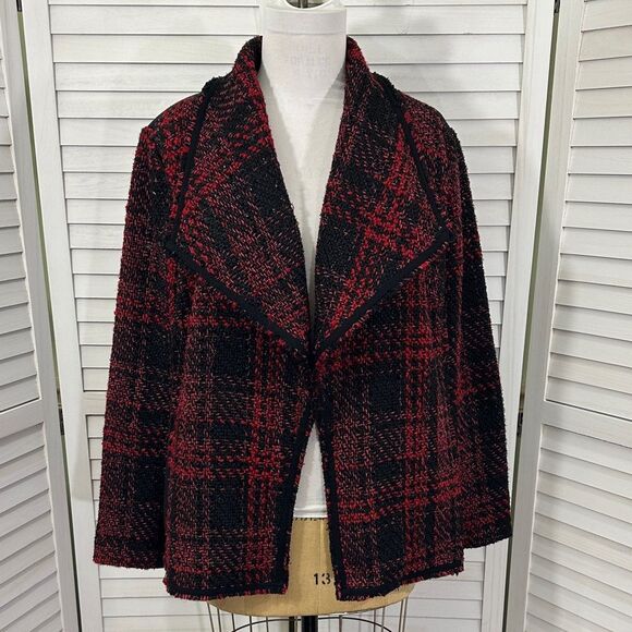 Lane Bryant Tweed Open Front Jacket Size 22/24 Buffalo Plaid - Picture 2 of 11